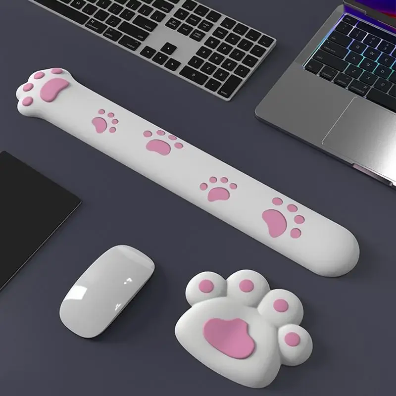 

Cat Paw Mouses Pad Wrist Rest Keyboard Cute Kawaii Mousepad Hand Support Memory Foam Computer Gamer Keyboard Pad Mice Mat