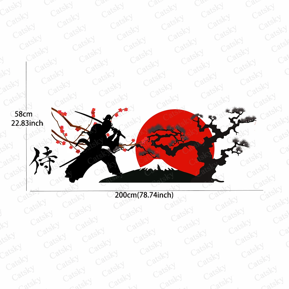 samurai ink painting Car side sticker vinyl paper racing accessories wrap design uniform vector abstract printed car decal