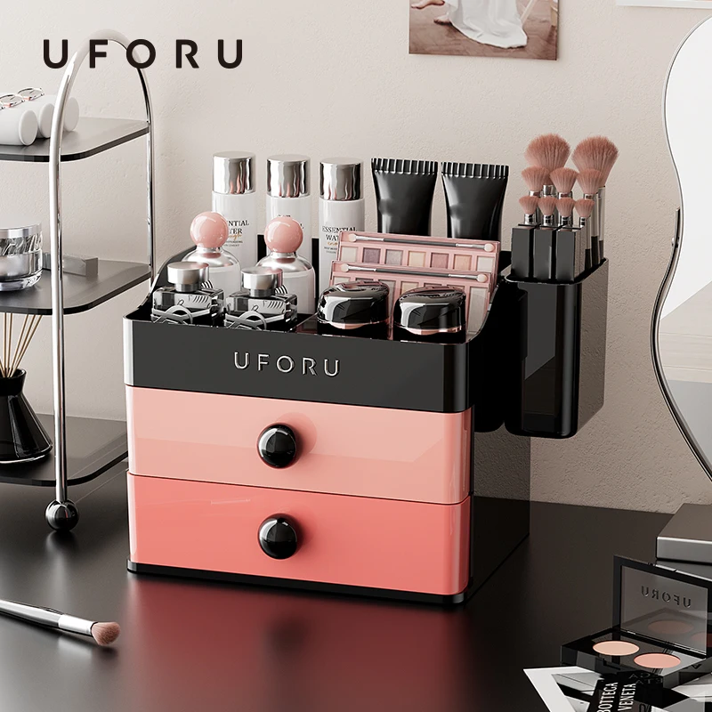 

UFORU Cosmetics storage box Desktop shelf Advanced dressing table lipstick skincare products large capacity organizing box