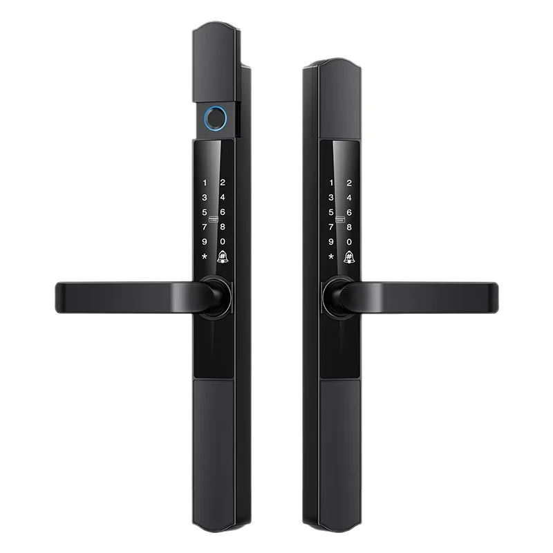 Black Aluminum Alloy Waterproof Mechanical Password Fingerprint Smart Door Lock For Outdoor Courtyard Lock Set