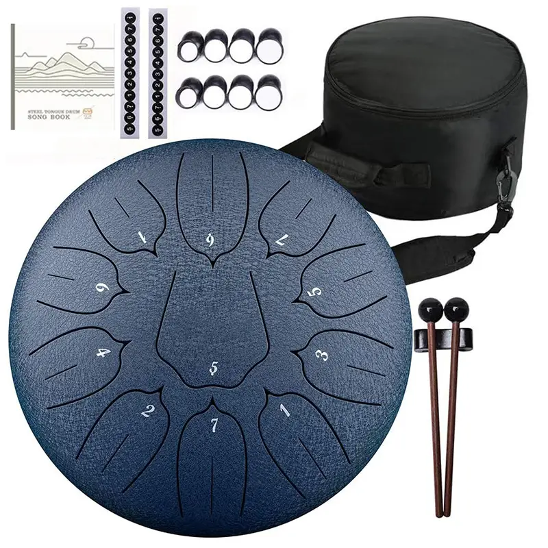 Hluru 10 Polegada 11 notas glucofone língua de aço tambor d tons música tambor etéreo instrumento de percussão 11 notas tambor de aço