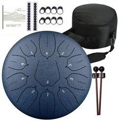Hluru 10 Inch 11 Notes Glucophone Steel Tongue Drum D Tones Music Drum Ethereal Drum Percussion Instrument 11 Notes Steel Drum