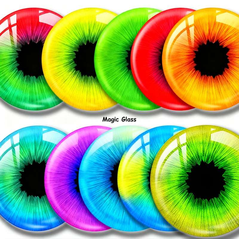 8mm 10mm 12mm 18mm 20mm 25mm 30mm 6mm Photo Glass Cabochon Pattern Round DIY Jewelry Accessories Cameo Fruit Kiwi Eyes