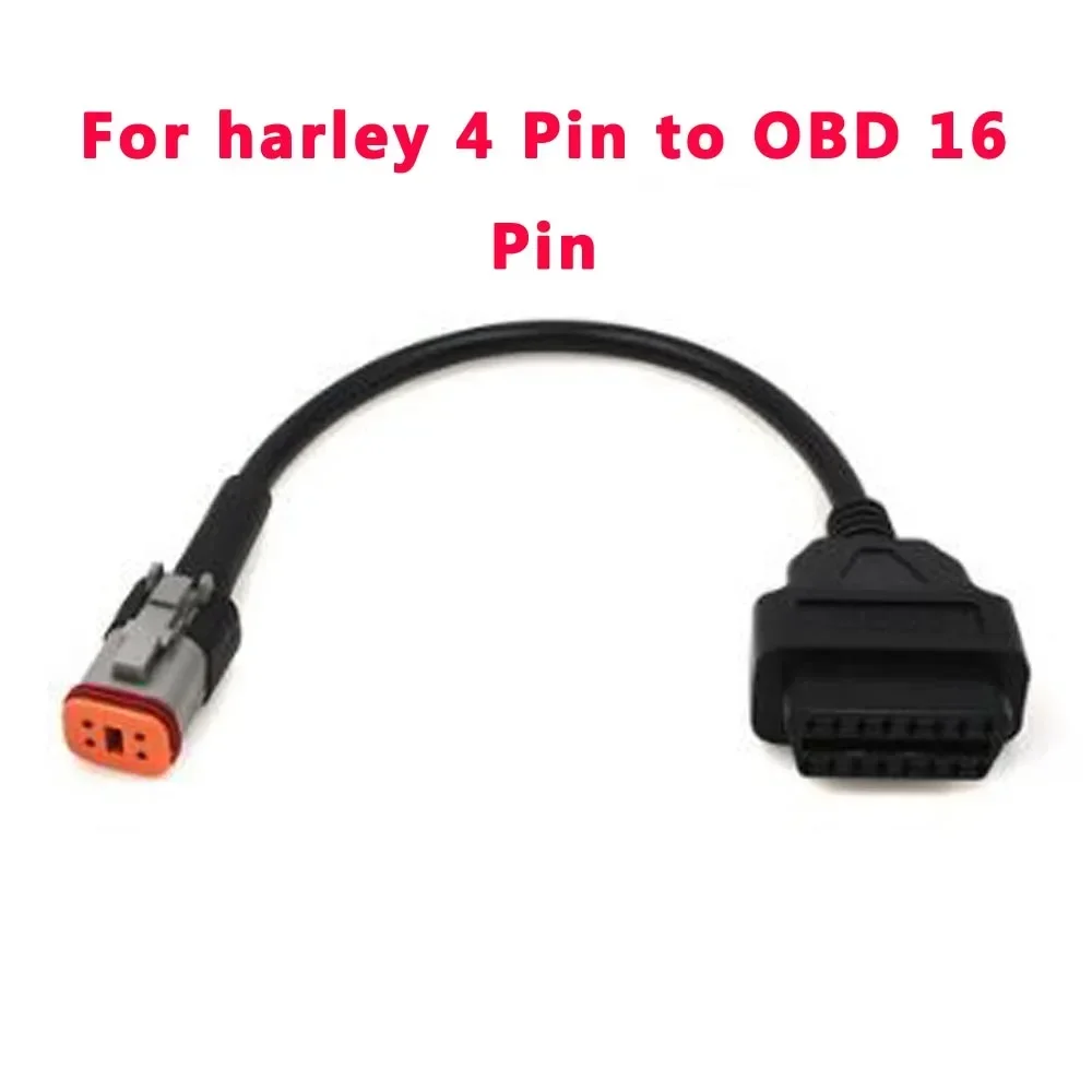 OBDII 4 To 16 Pin OBD Adaptors Motorcycle Diagnostic Cable OBD2 Extension Connector For Harley Motorbikes 4Pin Cable