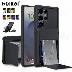 Card Holder Case For Samsung Galaxy S25 Ultra S24 S23 S22 S24 FE A16 A55 A15 Heavy Duty Wallet Hidden Flip Slot Protective Cover