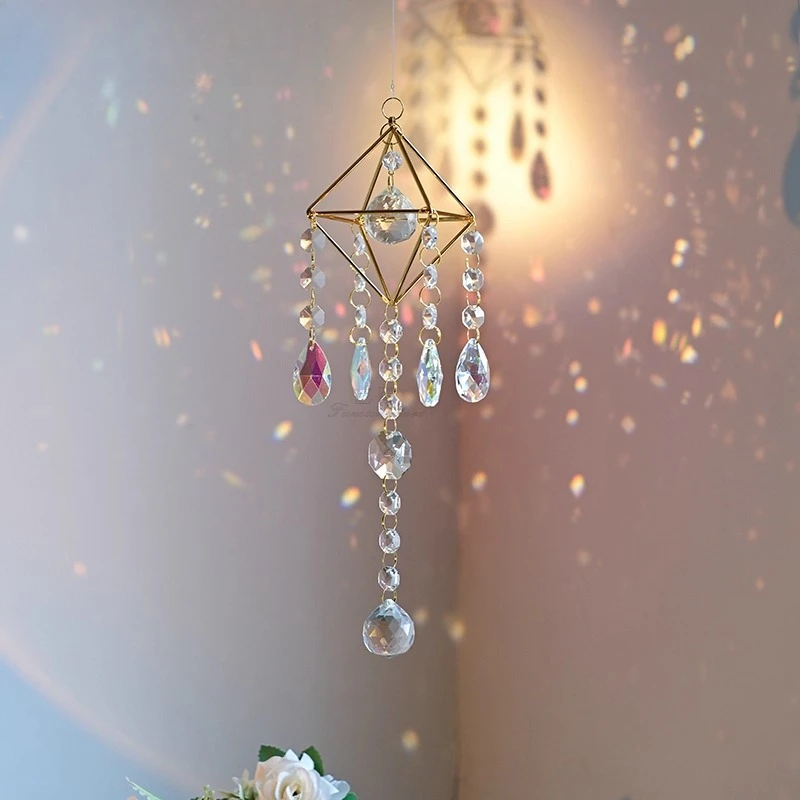 Sunshine Catcher Light and Shadow Crystal Wind Chime Pendant Bell Horizontal Room Window Pendant Dream Rainbow Gift