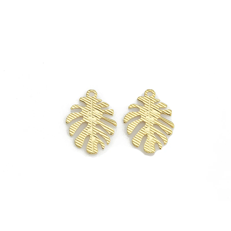 10pcs Raw Brass Textured Plantain Leaf Charms Mini Monstera Leaf Pendants For DIY Earrings Bracelet Jewelry Making Accessories