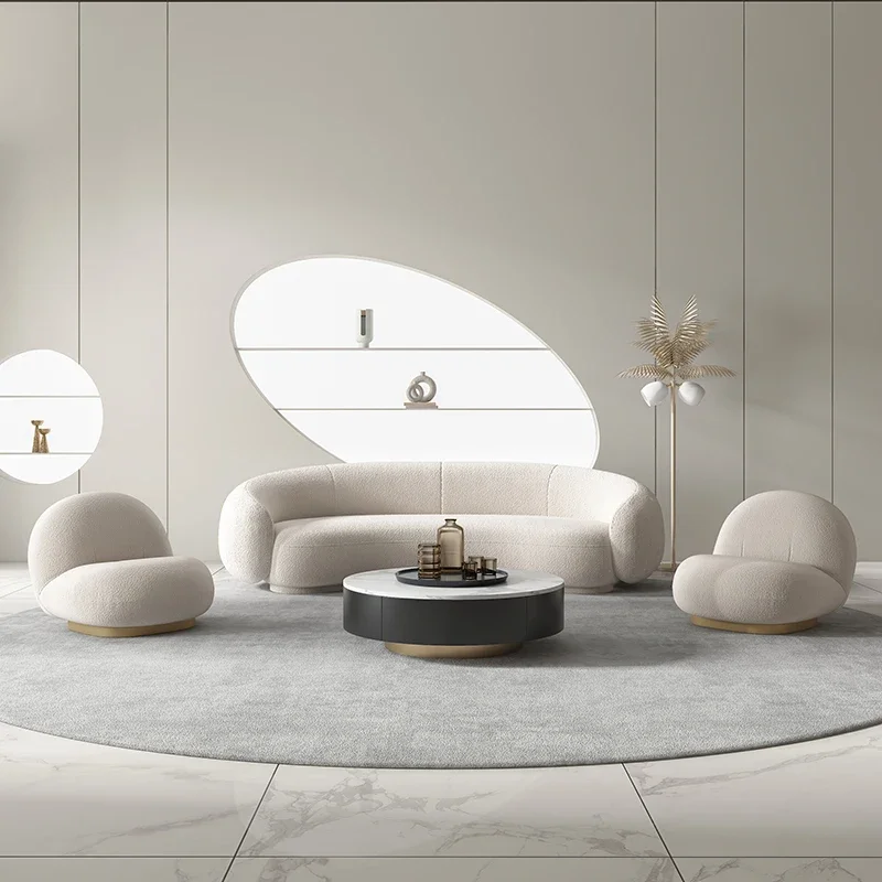 European Curved Living Room Sofas Modern White Designer Ergonomics Living Room Sofas Relaxing Comfortable Divano Home Furniture