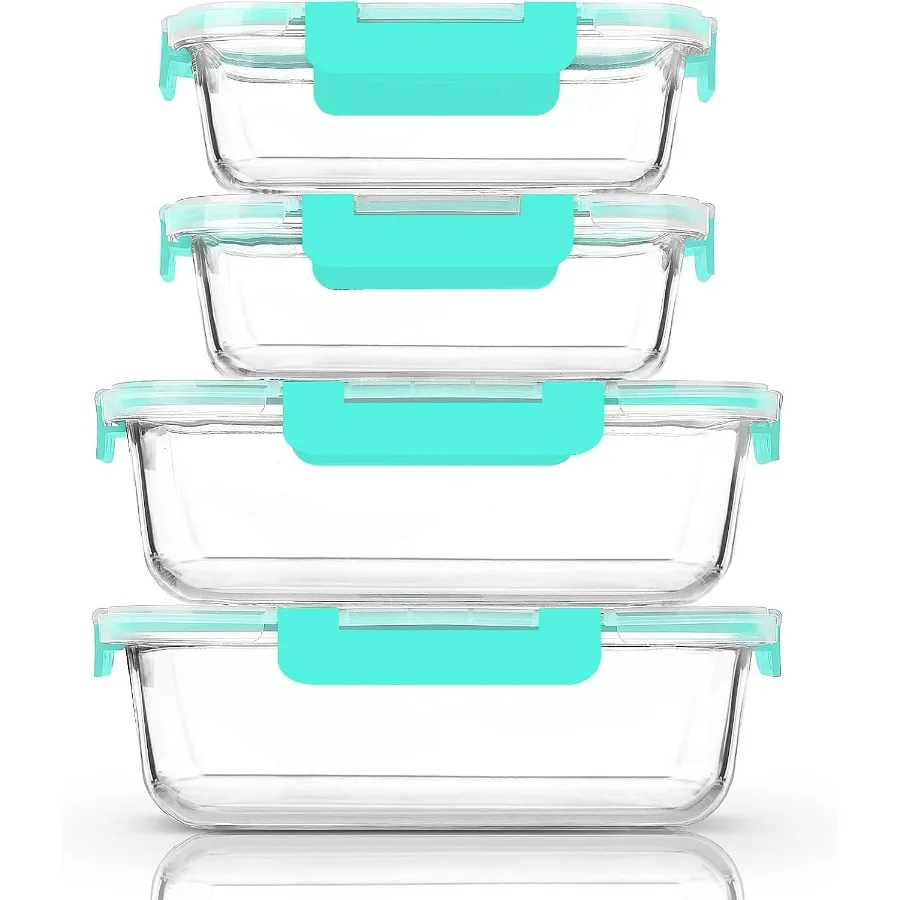 

Extra Large Glass Food Storage and Baking Containers Set with Lids 2 Pack 80 oz 10 cup and 2 Pack 36 oz (4.5 cup) Airtight Glas