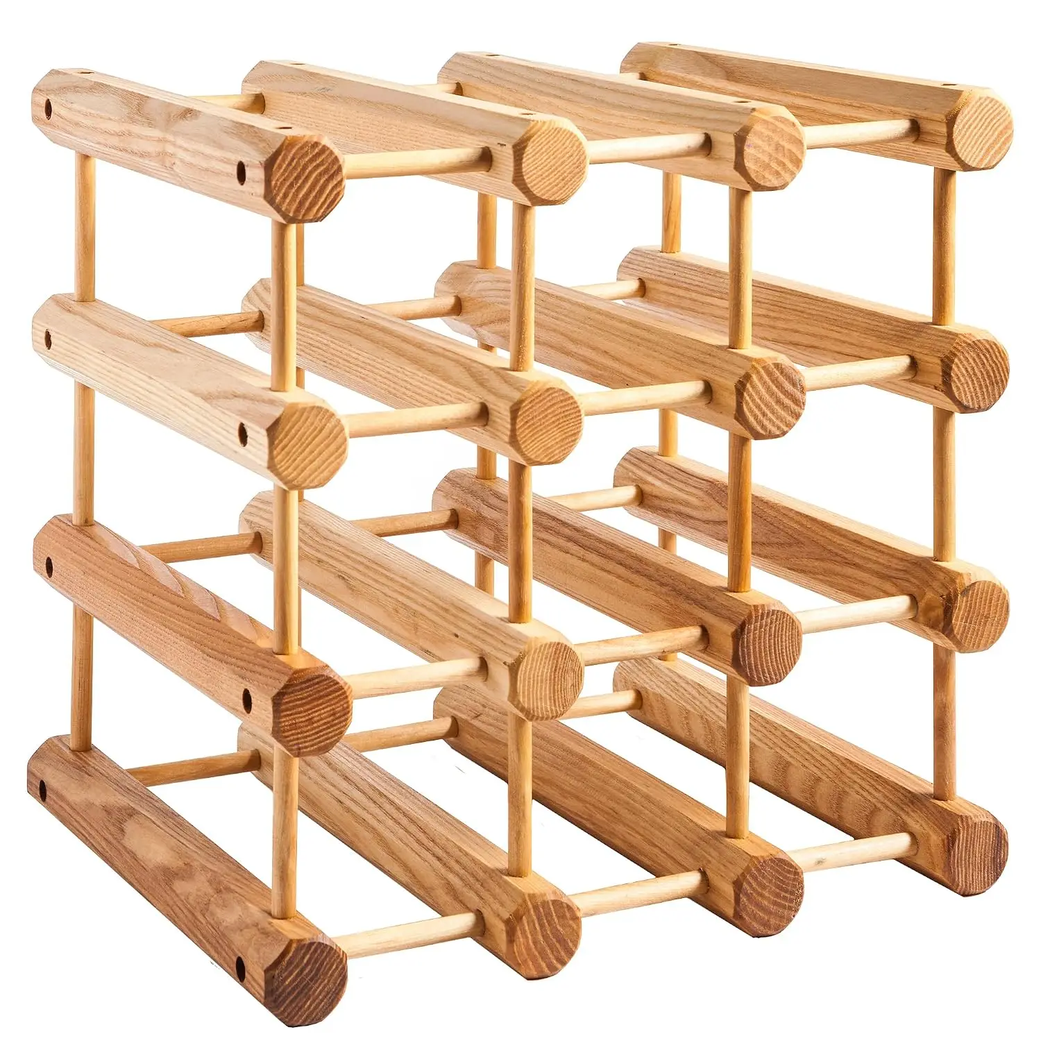 12-Bottle Stackable Ash Wood Modular Wine Rack, Natural, Customized