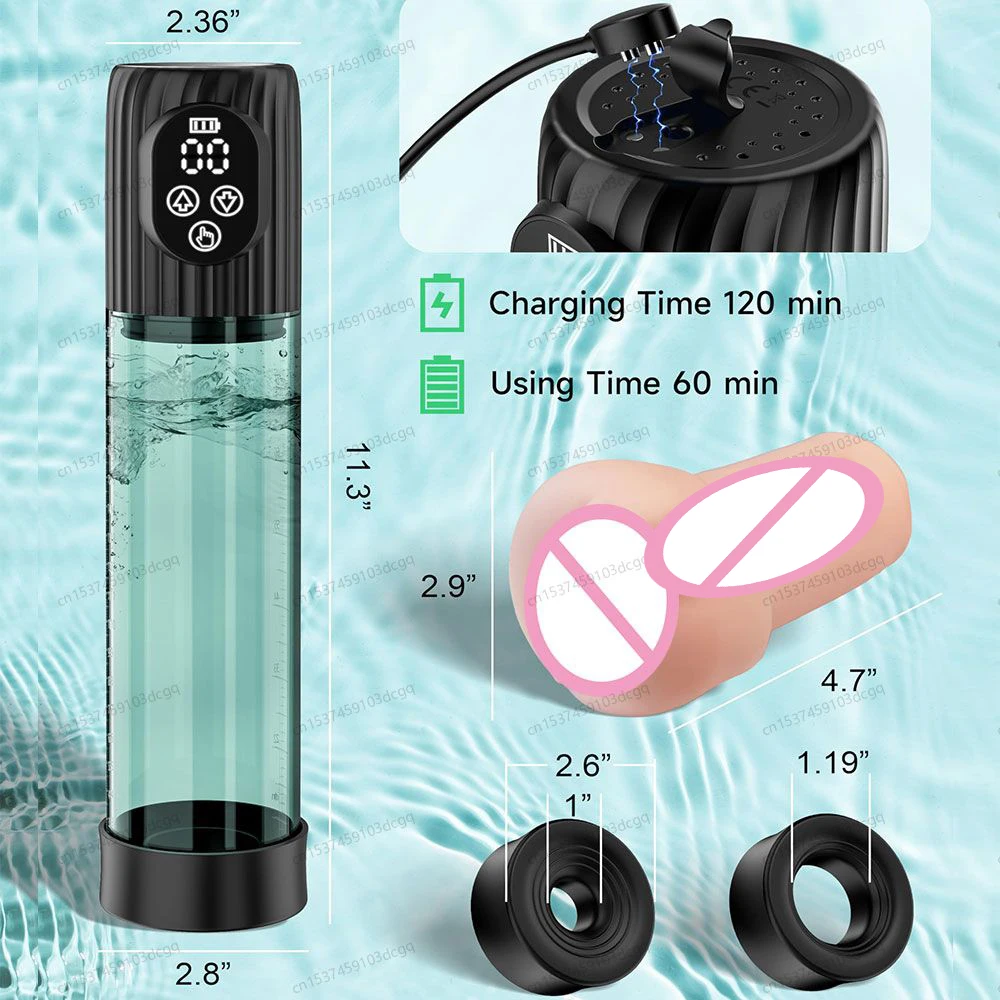 Man Penis Therapy Massage Pump Electric Water Penis Enlarge Vacuum Pump Waterproof Automatic Cock Enlarger Pump Male Sex Toys - Image 5