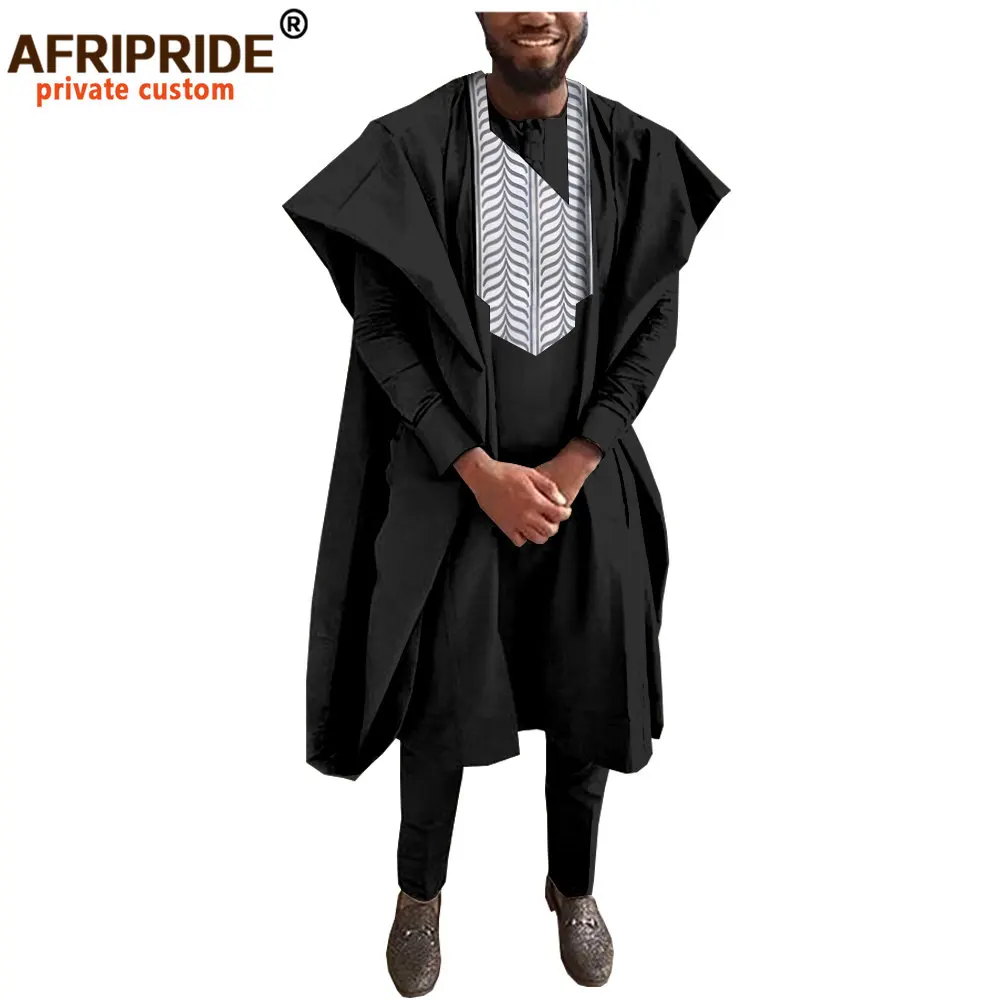 African Men Clothing Traditional Set for Evening Wedding Suit Agbada Robe Dashiki Shirts Ankara Pants Outfits AFRIPRIDE A2016022