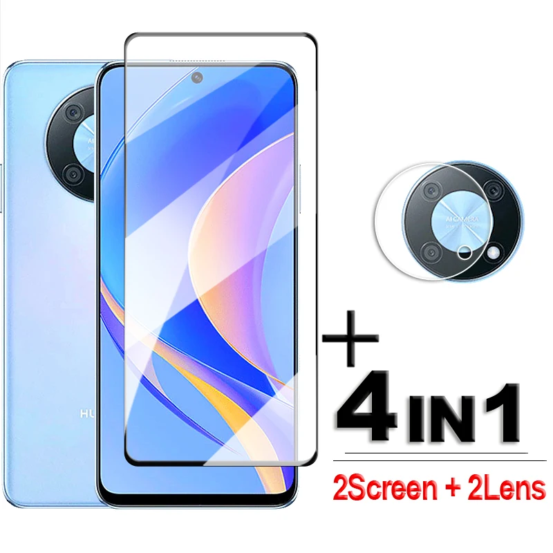 

4in1 For Huawei Nova Y90 Glass Nova Y90 Tempered Glass 2.5D Full Cover Screen Protector For Huawei Nova Y90 Lens Film 6.7 inch