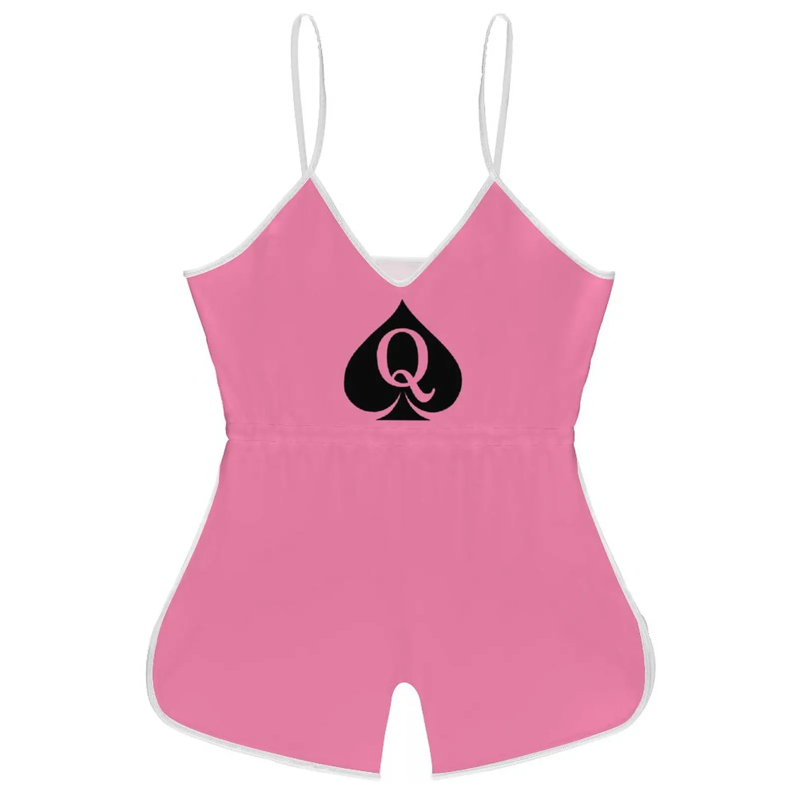 Queen of Spades レディース スリング ノースリーブ ショート ジャンプスーツ ロンパース バックレス 遊び着