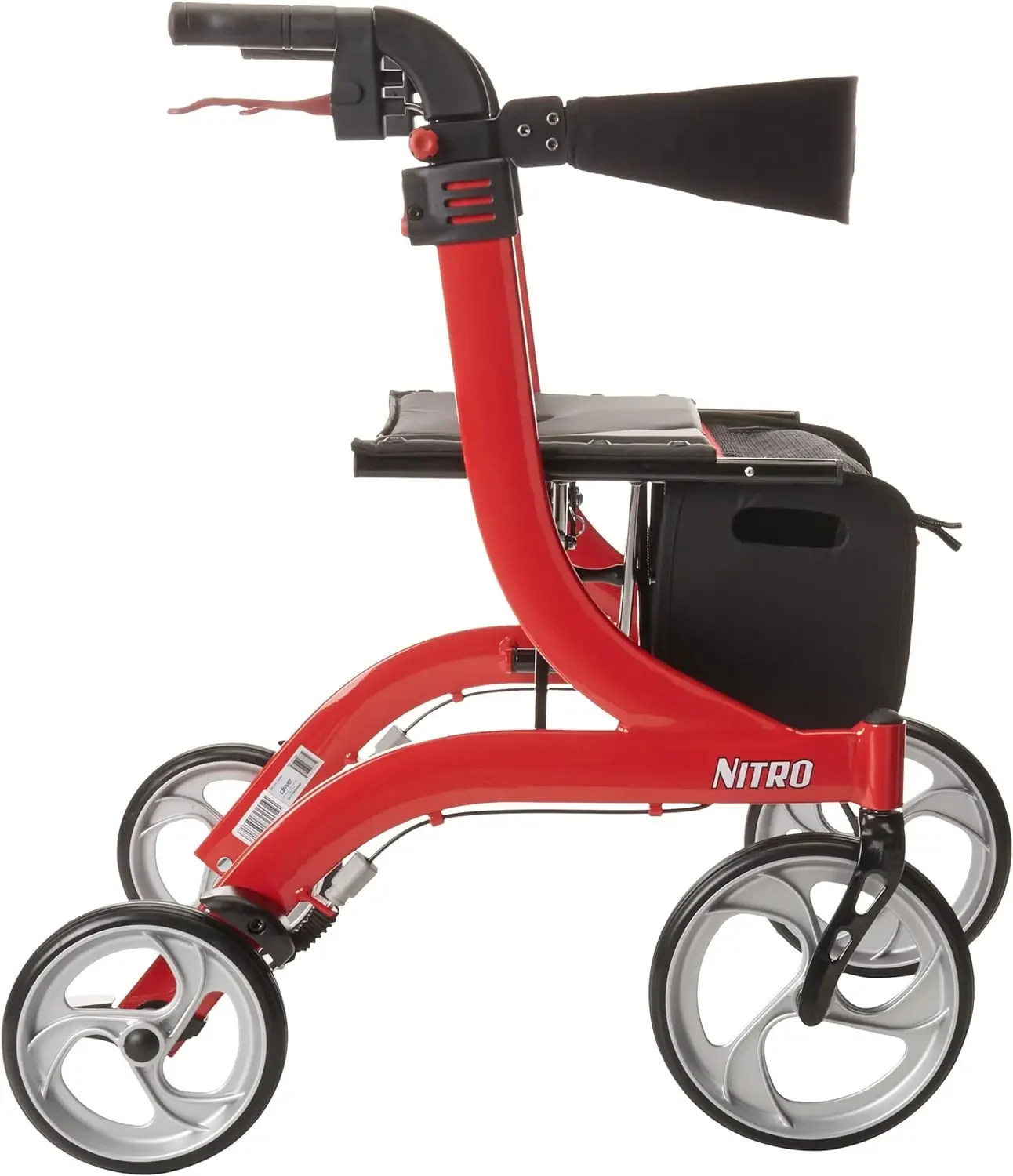 Drive Medical RTL10266 Nitro Euro-Style 4-Wheel Rollator Walker With Seat, Red