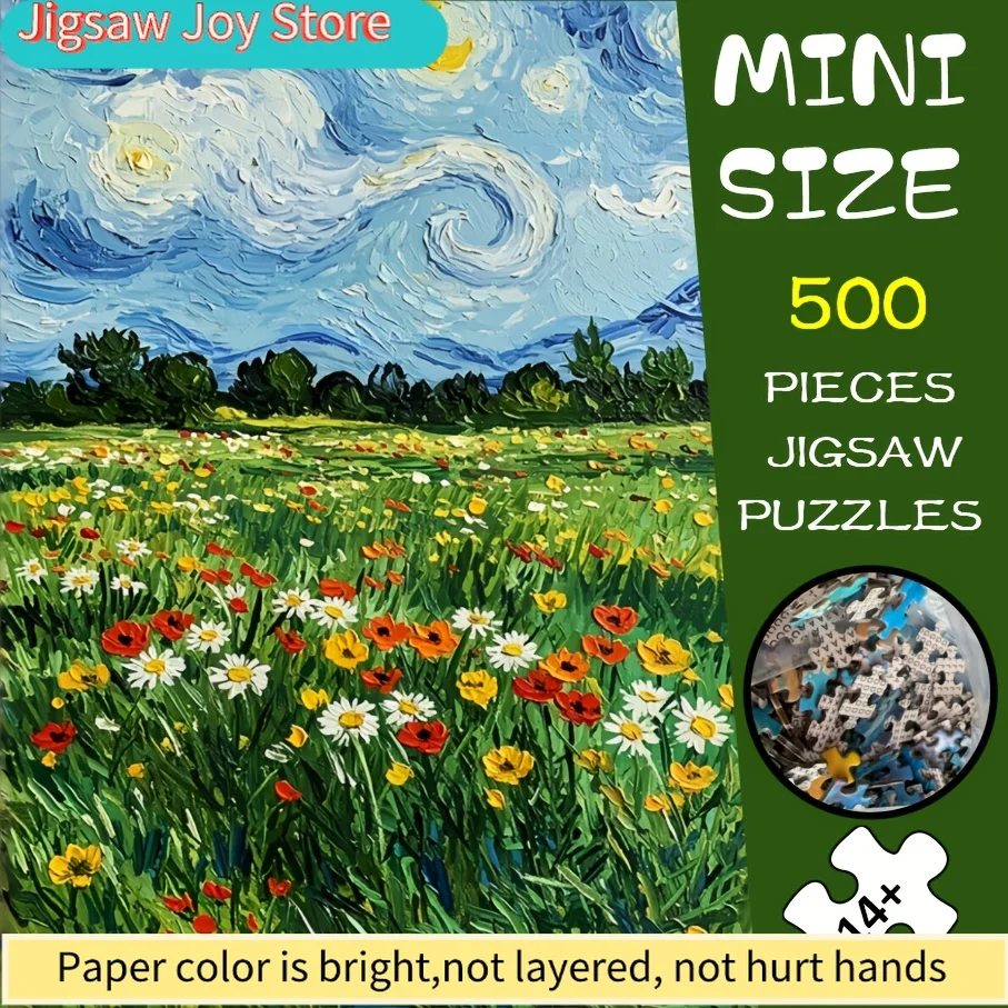 1 กล่อง () ปริศนาจิ๊กซอว์ขนาดเล็กเหมาะสำหรับผู้ใหญ่ - เกมไพ่พกพาพร้อมชิ้นส่วนธีมดอกไม้ กิจกรรมปาร์ตี้และครอบครัว ของขวัญวันหยุด