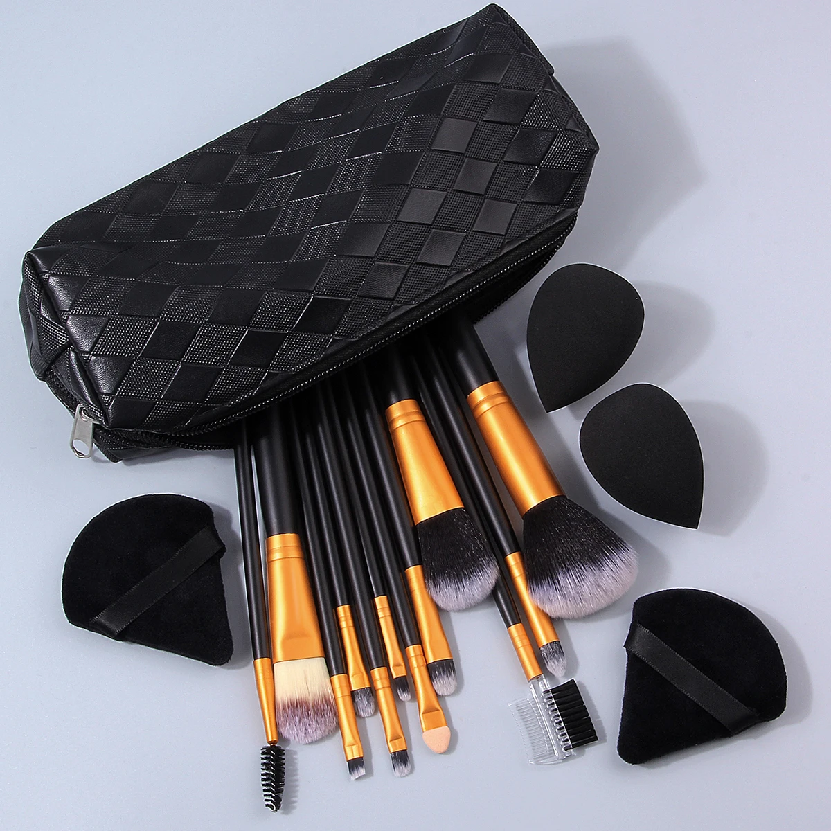1/4/12/17-teiliges Make-up-Pinsel-Set, einschließlich Gesichtspinselabdeckung, nicht klebendes Puder-Make-up-Schwamm-Set und tragbare Aufbewahrungstasche