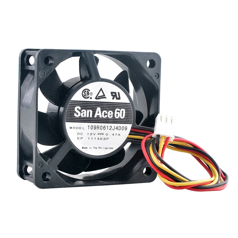 

6cm 60mm High Speed Axial Flow Fan 109R0612J4D09 DC12V 0.47A 3-Pin Server Chassis Fan 60x60x25mm for Computer Hardware