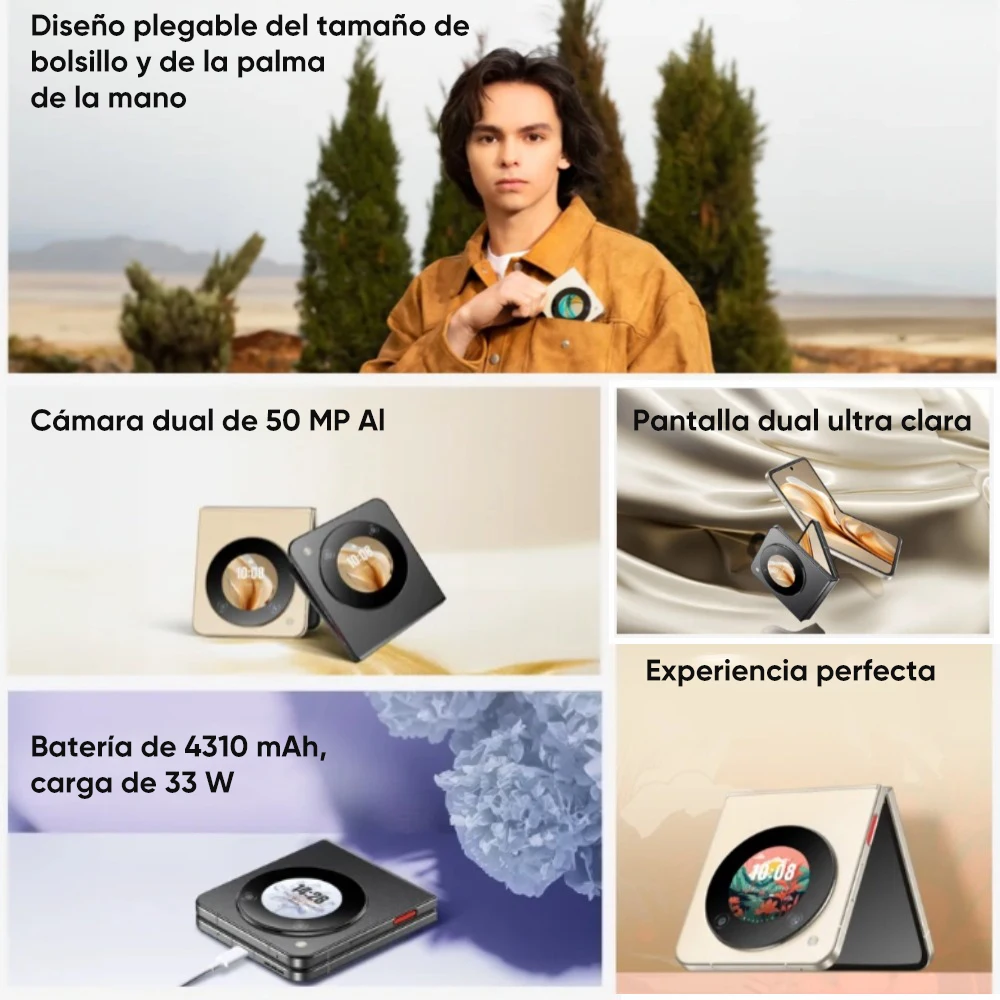 الإصدار العالمي Nubia Flip 5G 6.9 "Snapdragon 7 Gen 1 4310mAh بطارية 33W شحن حجم الجيب تصميم قابل للطي 50MP AI كاميرات