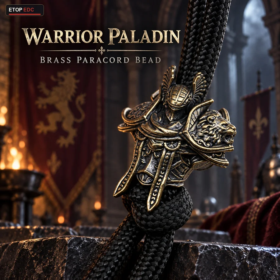 Warrior Paladin Brass Paracord Bead EDC Knife Lanyard Beads Slingshot DIY Cord Projects Outdoor Tool Hangings Charms