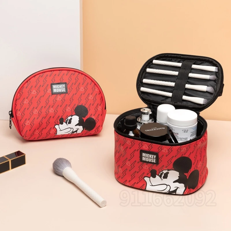 Disney-bolsa de cosméticos Original de Mickey para mujer, bolsa de cosméticos portátil de dibujos animados, gran capacidad, cero billetera, juego de