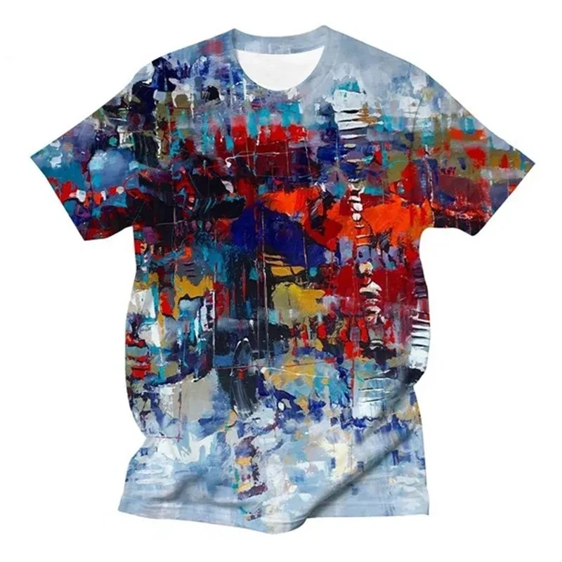 Summer Fashion Splash-ink Graffiti Men T-shirts Trend Casual Hip Hop harajuku Printed Tees New Personality O-neck Short Sleeve