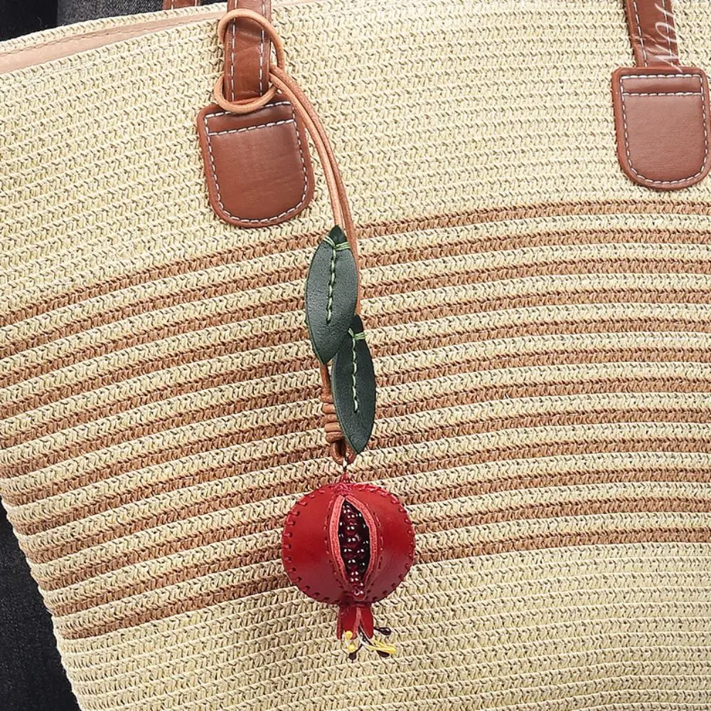 لطيف الفاكهة الرمان قلادة شماعات اليدوية بولي Leather الجلود المفاتيح الإبداعية الفراولة حقيبة قلادة النساء #3