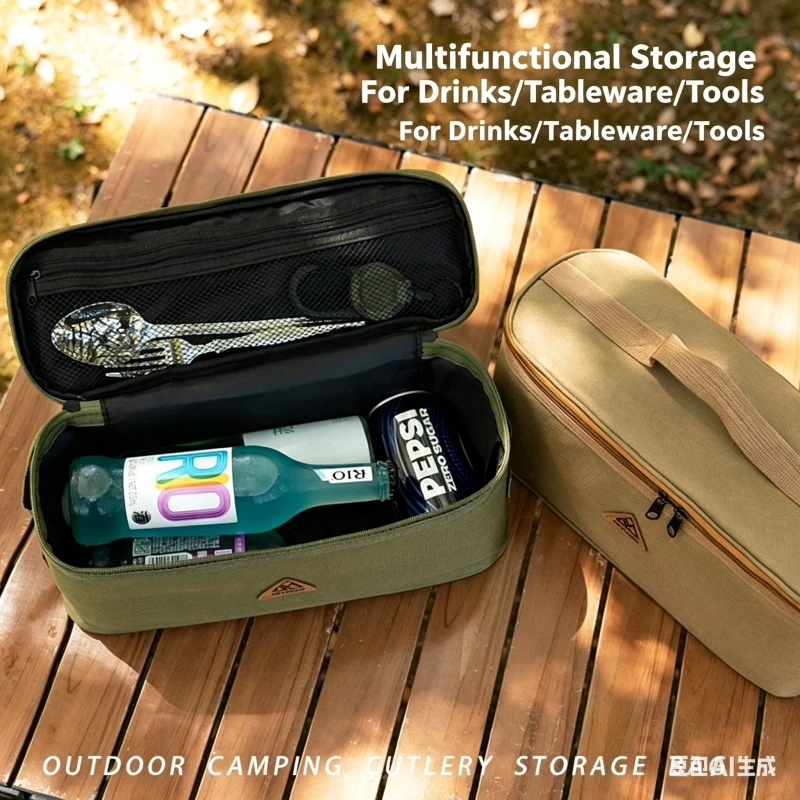 

Outdoor Oxford cloth storage bag, multifunctional portable tableware, camping picnic bag, ground nail windrope tool kit
