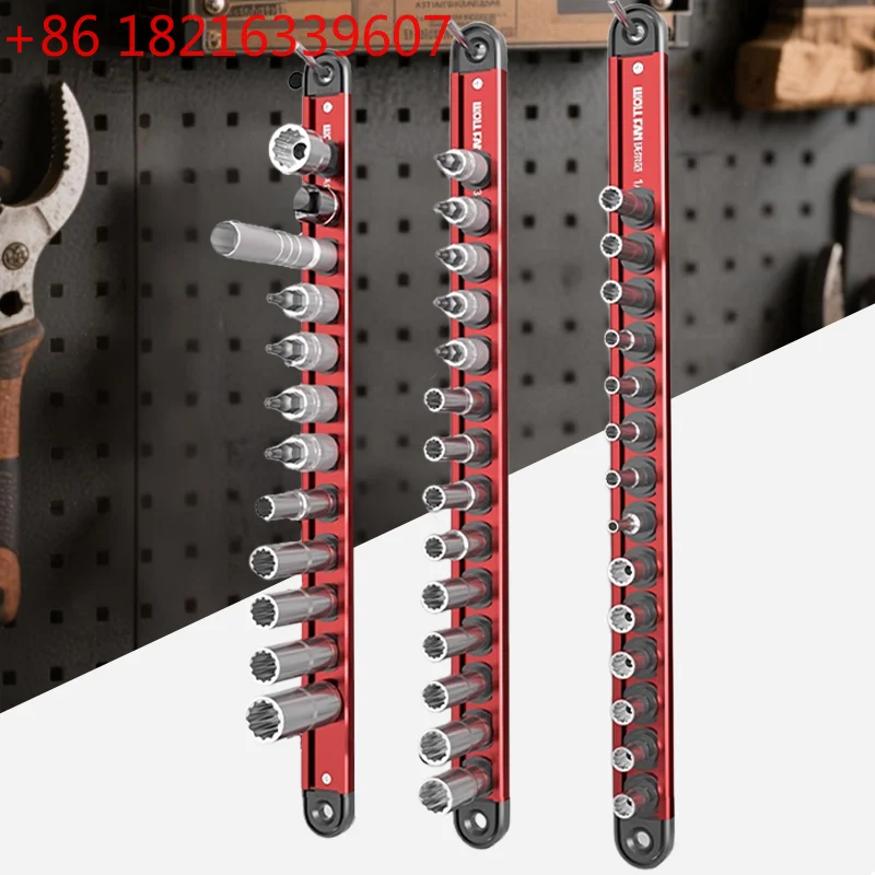 TAO Magnetic Socket Organizer Rail Bar Tool Rack Wall Mounted Socket Rack for Garage Workshop Socket Wrench Storage