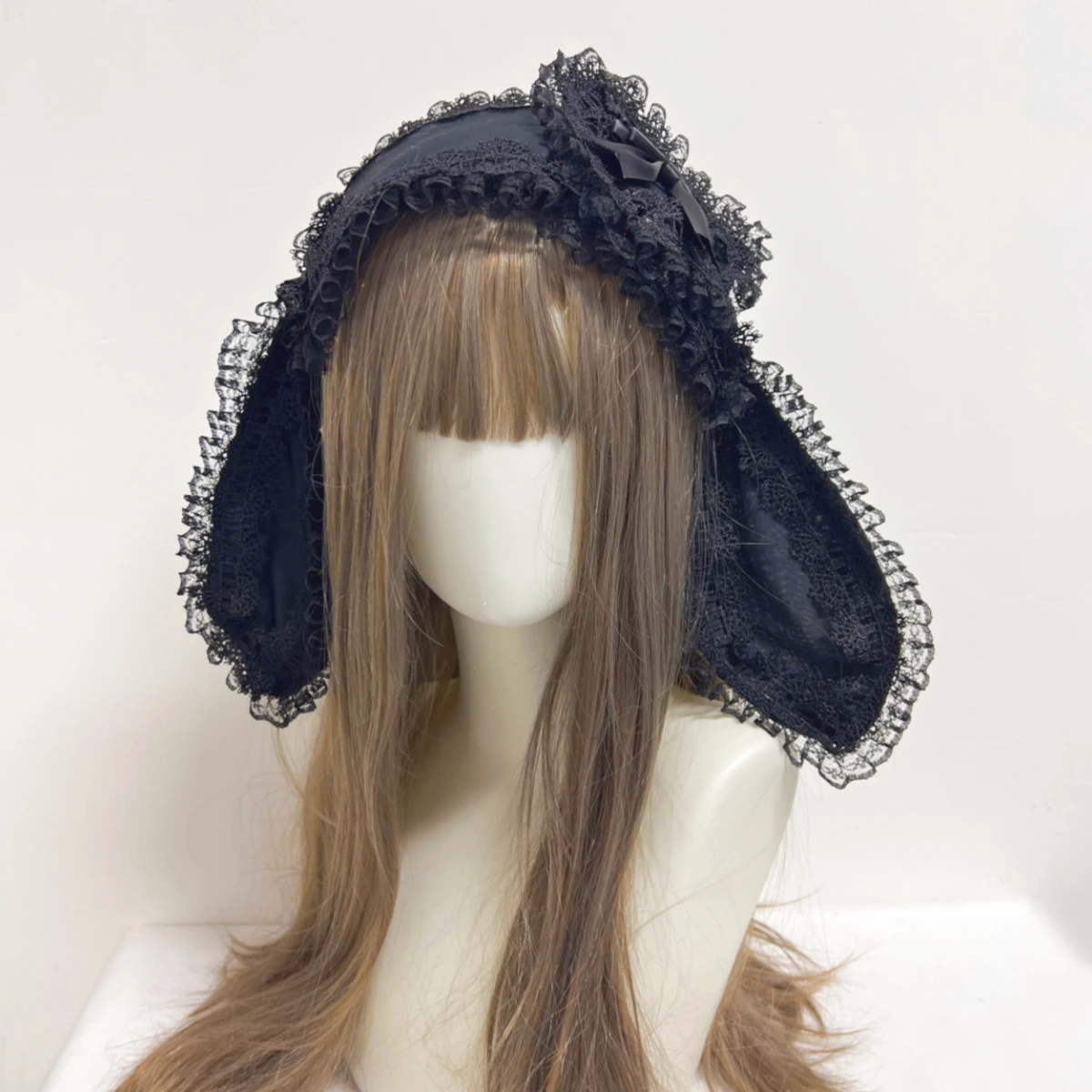 귀여운 토끼 활 Lop Kawaii 로리타 머리띠 소녀 패션 머리 장식 블랙 레드 핑크 블루 러블리 모자를 쓰고 있죠 코스프레 액세서리