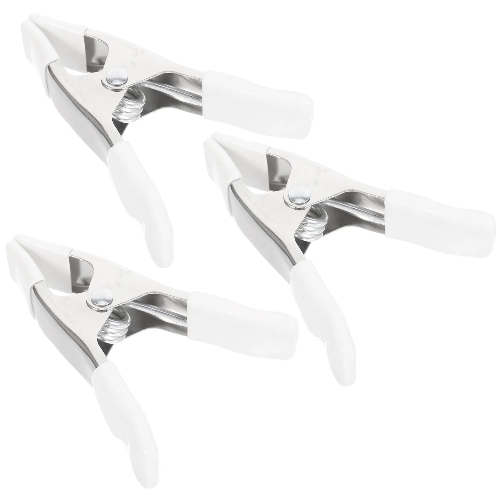 

3 Pcs Protective Case Spring Clip A-shaped Tarp Clips White Clamps Chrome Panel Backdrop