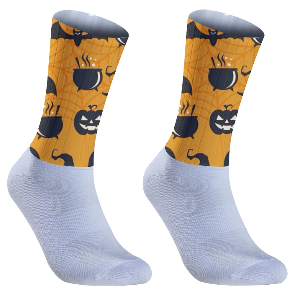 Chaussettes de cyclisme coordonnantes en silicone sans couture, Pro Team Aero, Chaussettes de course, Chaussettes de sport, Chaussettes de vélo de route, Halloween, Nouveau