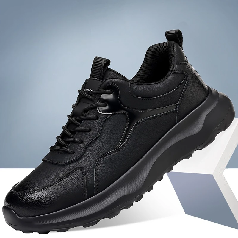 

2025 Autumn New Lightweight Men Casual Leather Sneakers Non-slip Breathable Male Outdoor Running Shoes Lace Up Soft Sport Shoes