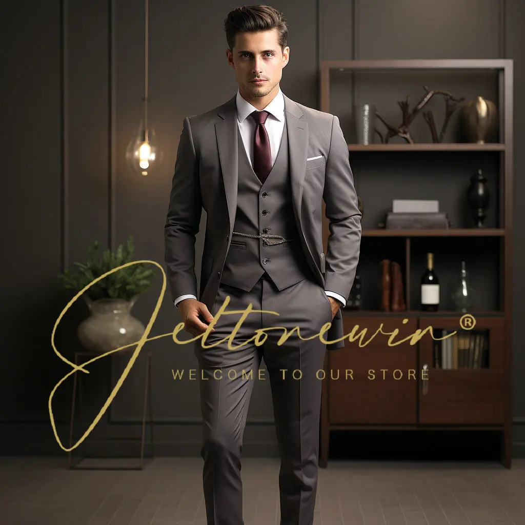 

Men Spring 3 Pieces Classic Blazers Suit Sets Men Business Blazer +Vest +Pants Suits Sets Autumn Men Wedding Party Set