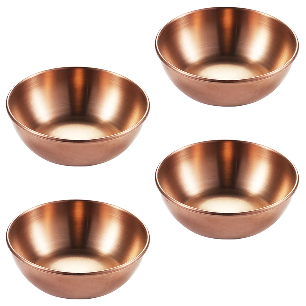 

4 Pcs Sushi Dipping Bowl Seasoning Dish Sauce Pans Stainless Steel Flavor Ketchup Appetizer Plates