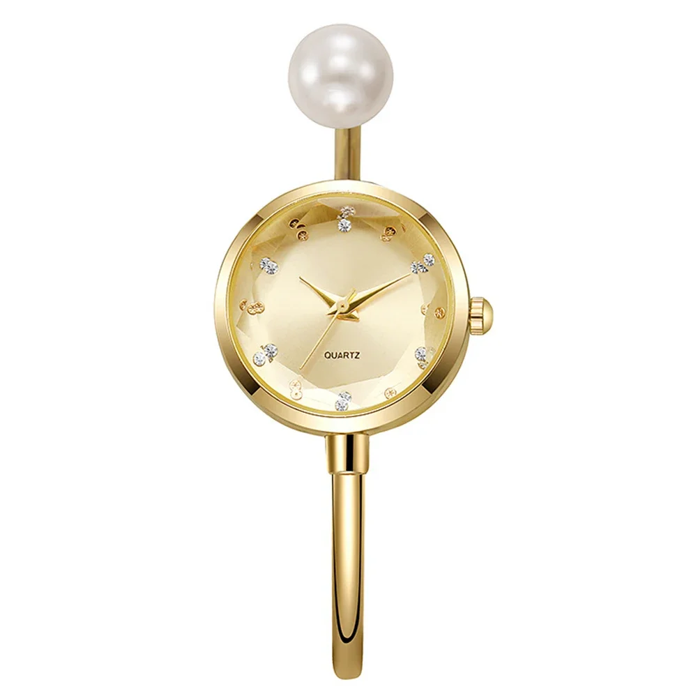 完璧なギフト、ファッショナブルなパールブレスレットウォッチ、レディースダイヤモンド装飾ライトラグジュアリーハイエンドウォッチアクセサリー