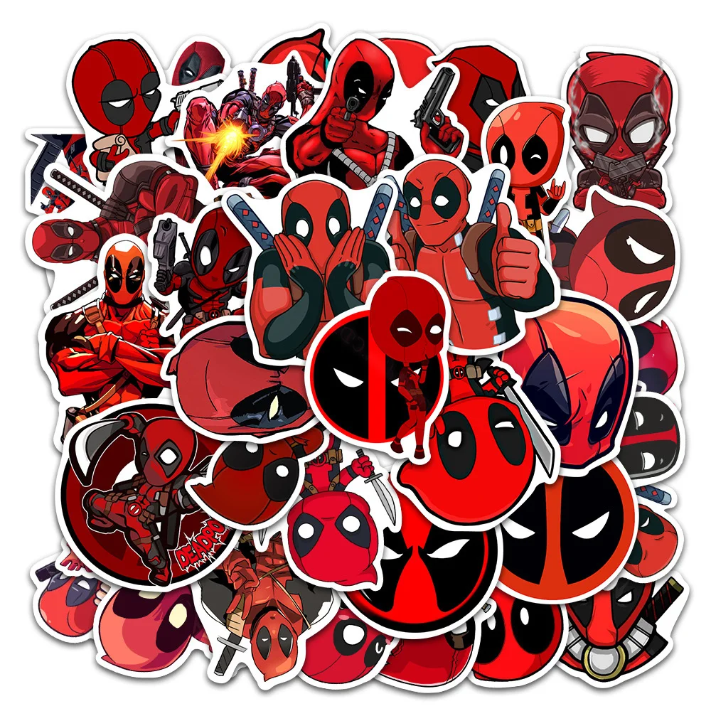 10/35pcs Cool Disney Cartoon Deadpool Graffiti Stickers Decals Skateboard Luggage Phone Bike Diary Waterproof Sticker Kids Toys