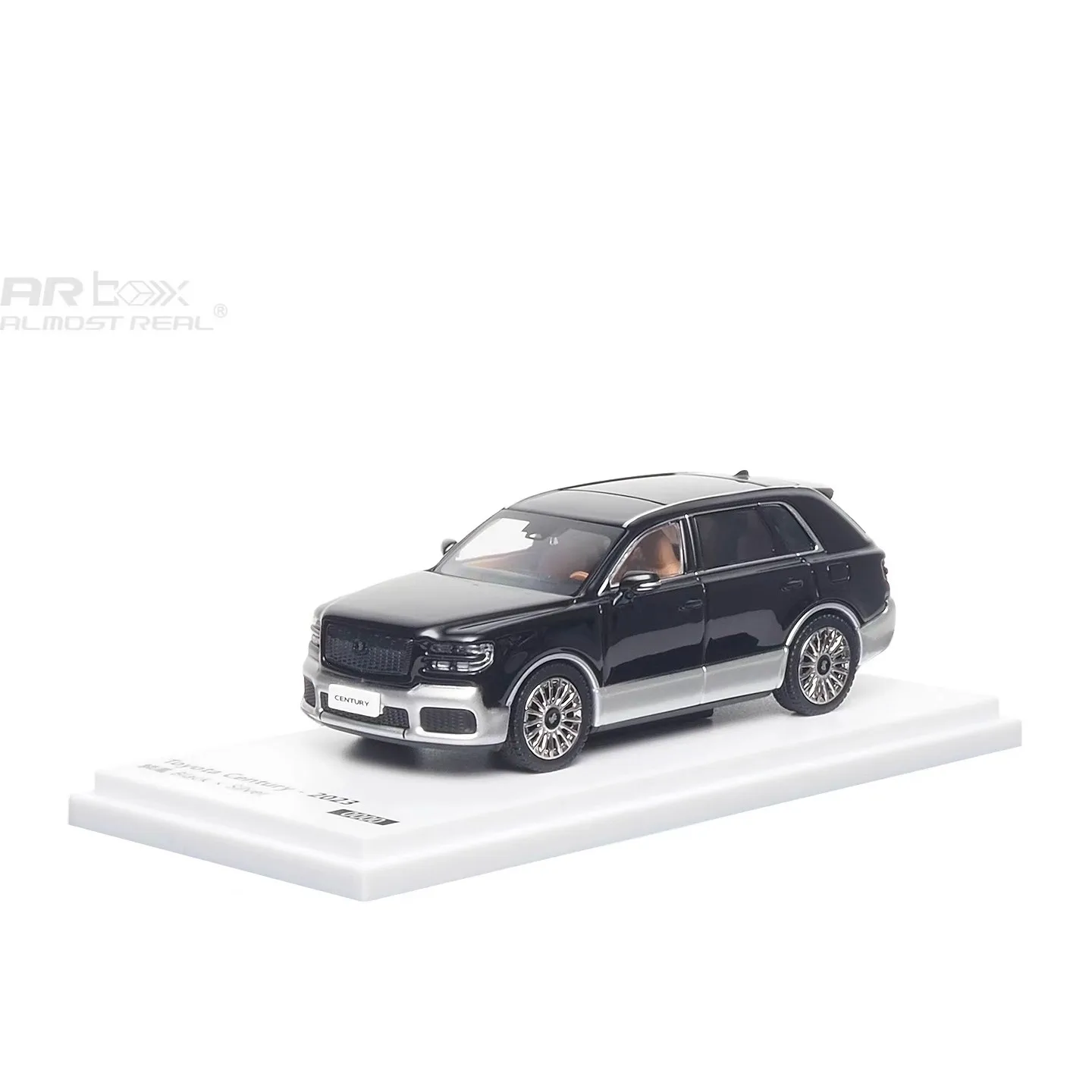โมเดลรถ SUV อัลลอยด์ Almost Real AR Box 1/64 รุ่นจำลองปี 2023 โตโยต้า เซ็นจูรี่ ลินเฟิง สีดำ-เงิน ของตกแต่งห้อง ของขวัญ