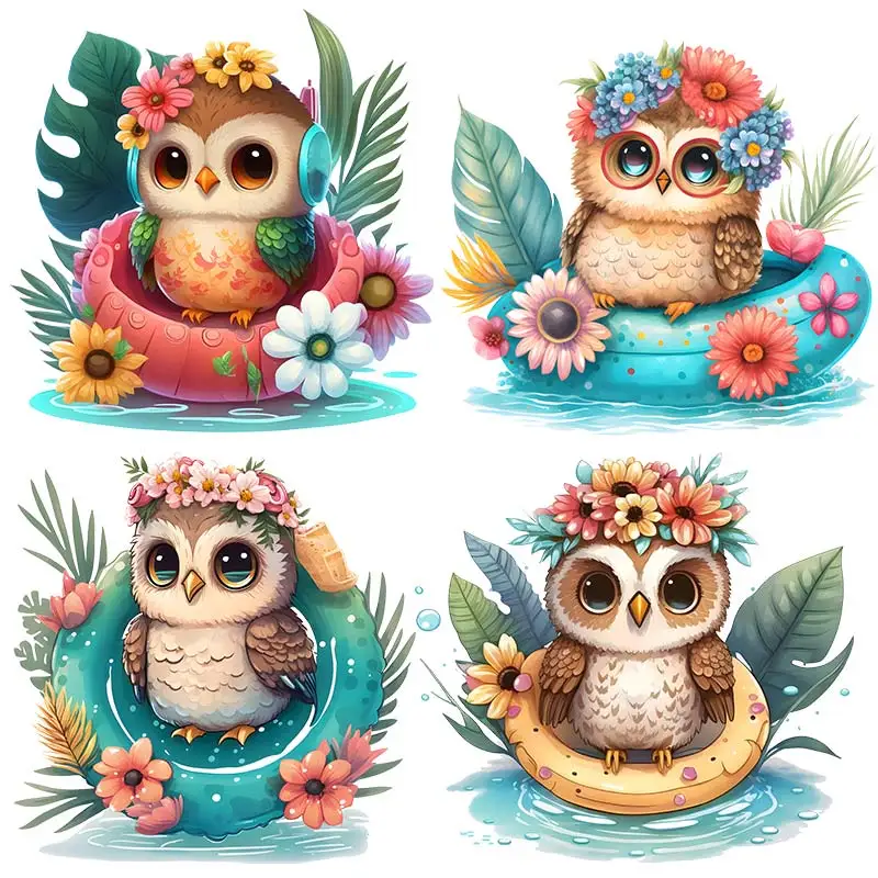 

M738 Owl Swimming Ring Wall Sticker Kids Room Bedroom Home Decoration Wallpaper Background Decor Self Adhesive Decals