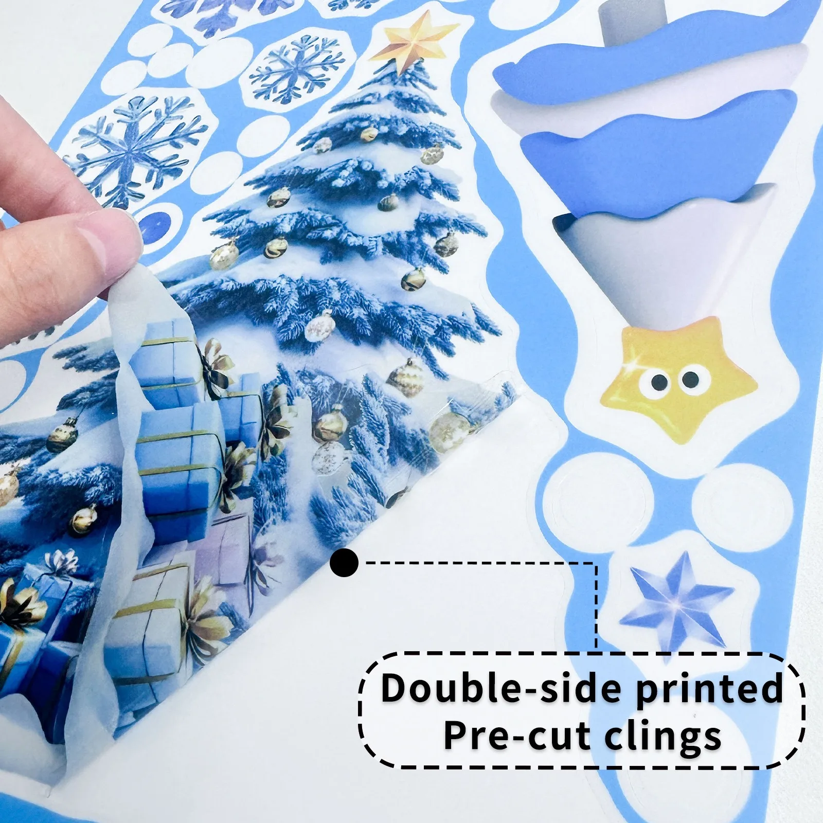 Christmas Blue Snowflake Stickers Cartoon Santa Claus Snowman Elk Electrostatic Stickers Noel Natal Merry Christmas Decor 2025