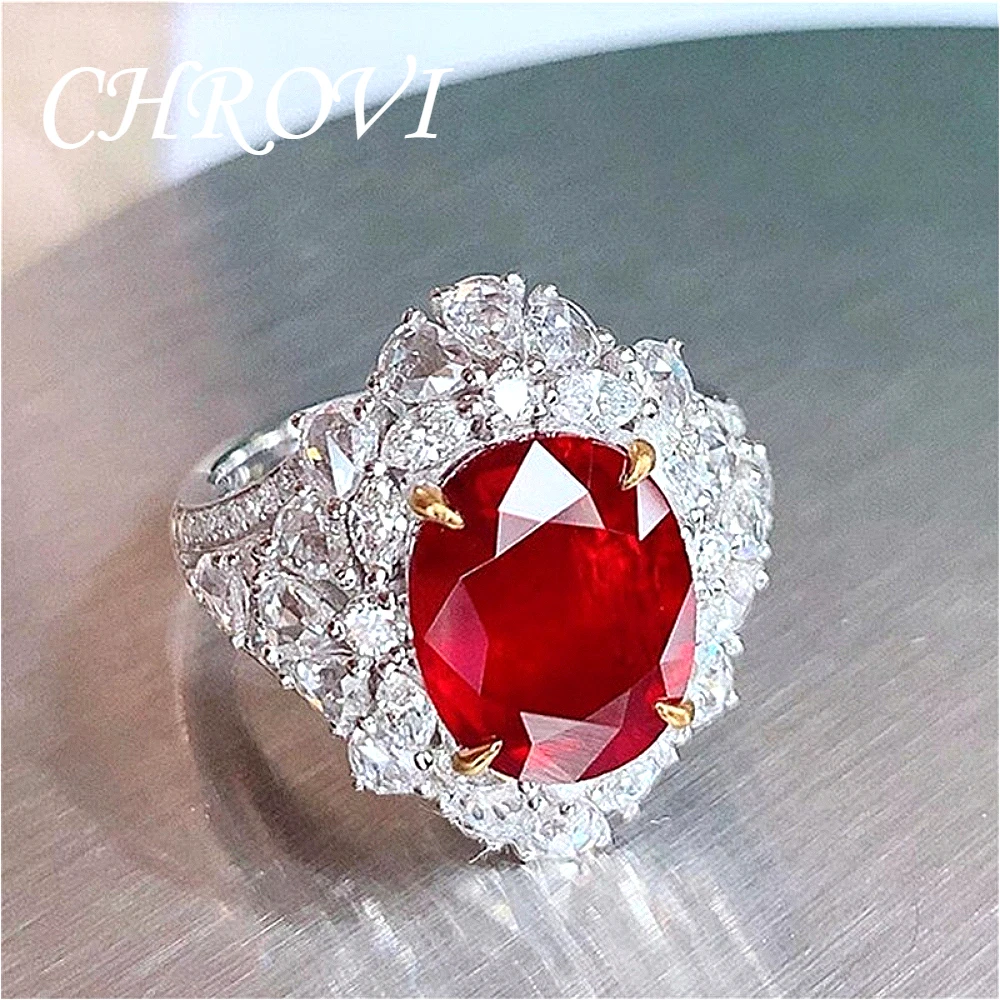 Modischer 925er Sterlingsilber-Ring mit hochwertigem Rubin in Farbseparation für Damen – Eleganter Edelstein-Fingerring – Detail 5