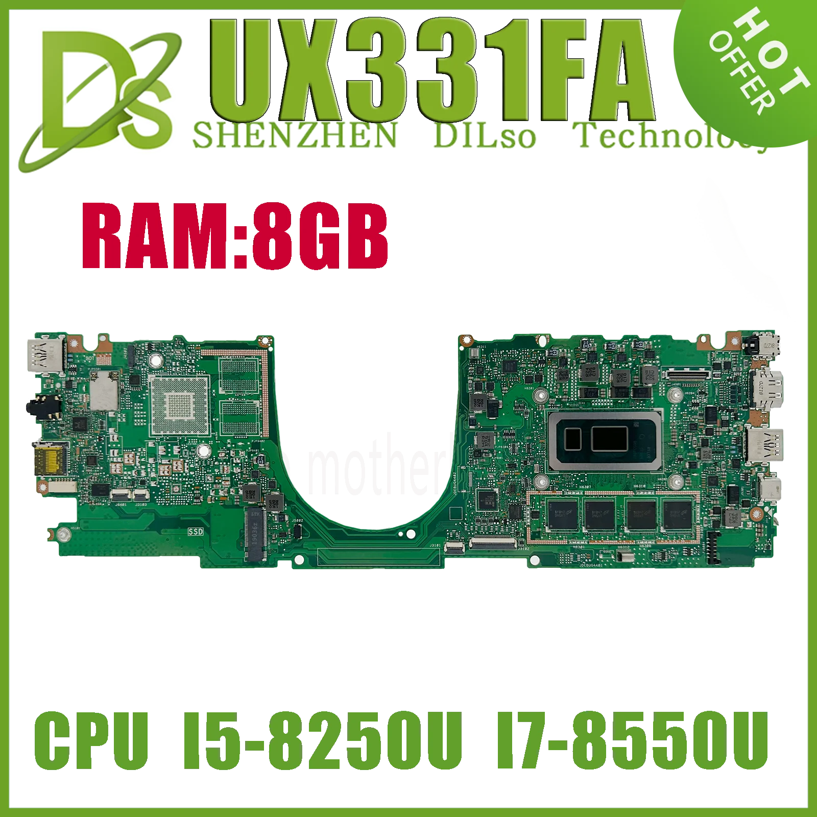 Imagem -02 - Kefu-placa-mãe Portátil para Asus Ux331fn Ux331f Ux331fn Ux331f I58265u I79565u V2g Uma 8gb de Ram