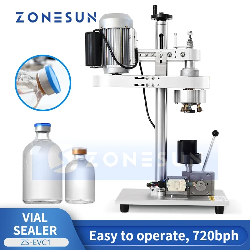 ZONESUN ZS-EVC1 Rotary Electric Vial Sealer Aluminum Plastic Cap Crimper Capping Machine For Liquid Medicine Glass Bottle