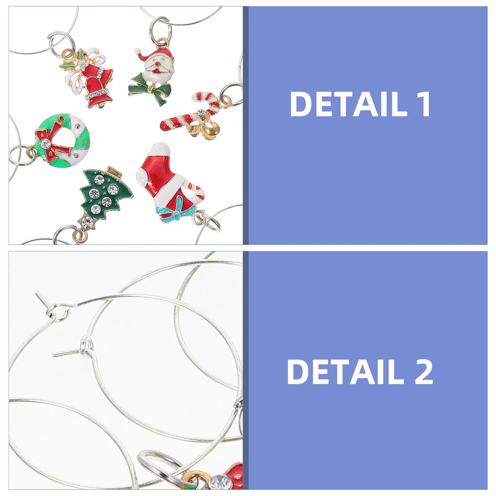 

6pcs Christmas Wine Glass Markers Colorful Reusable Drink Identifiers For Party Bar Wedding Cocktail Gathering Cup Makers