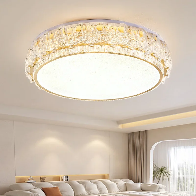 Crystal rose warm feeling girl room ceiling lamp cream wind French villa bed and breakfast bedroom living light luxury lamp