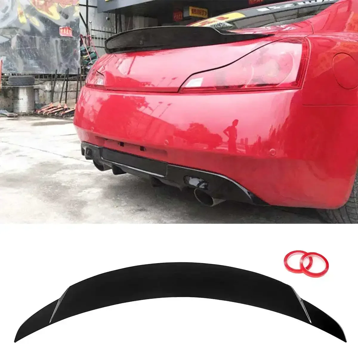 Car Rear Trunk Wing Lid Extension FIT FOR 2008-2013 For INFINITI G37 2 DOOR GLOSSY BLACK HIGH KICK REAR TRUNK SPOILER Body Kit