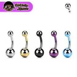 F136 Titanium Pierced Navel Ring Classic Gothic Waist Bead 14G 14mm Internal Thread Belly Piercing Anodized Piercing Jewelry