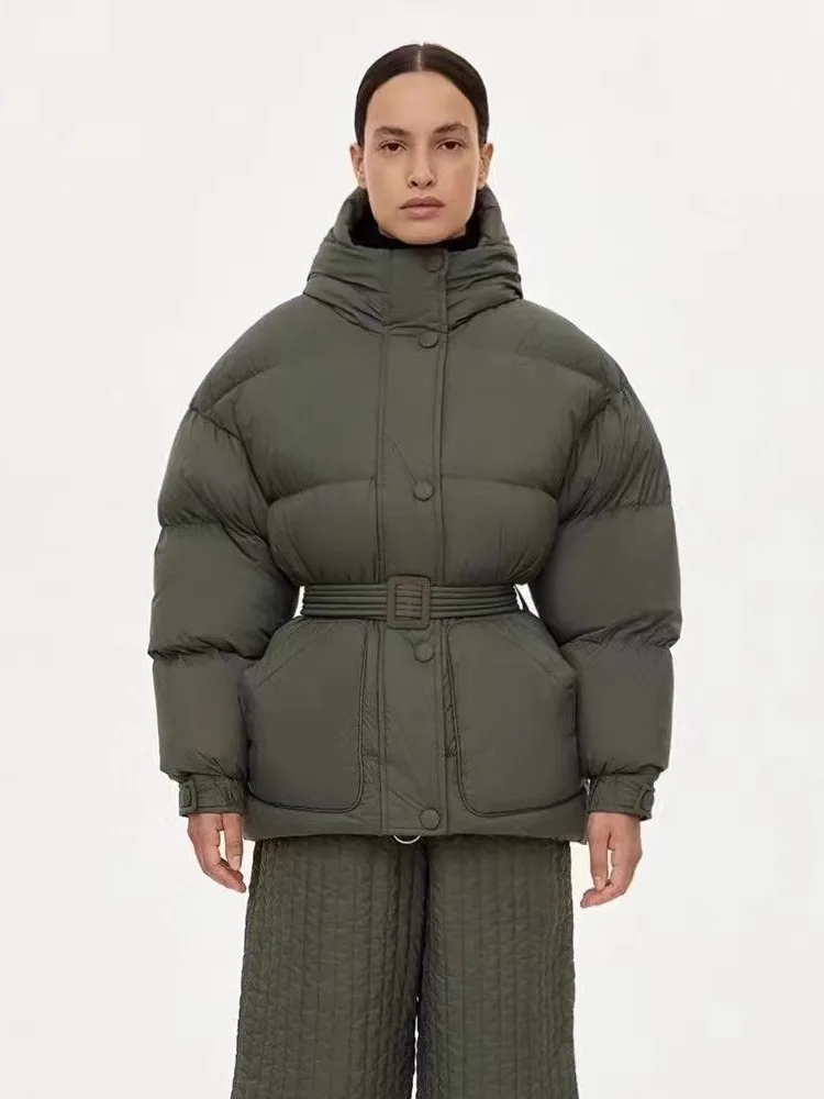 

Классический женский пуховик Jaet с поясом и застежкой на талии, ультра теплый женский пуховик с поясом Thi Long Sve на молнии