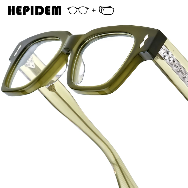 

HEPIDEM Progressive Prescription Glasses Anti Blue Myopia Optical Lens Eyewear Men Acetate Square Eyeglasses Jmm FELLI