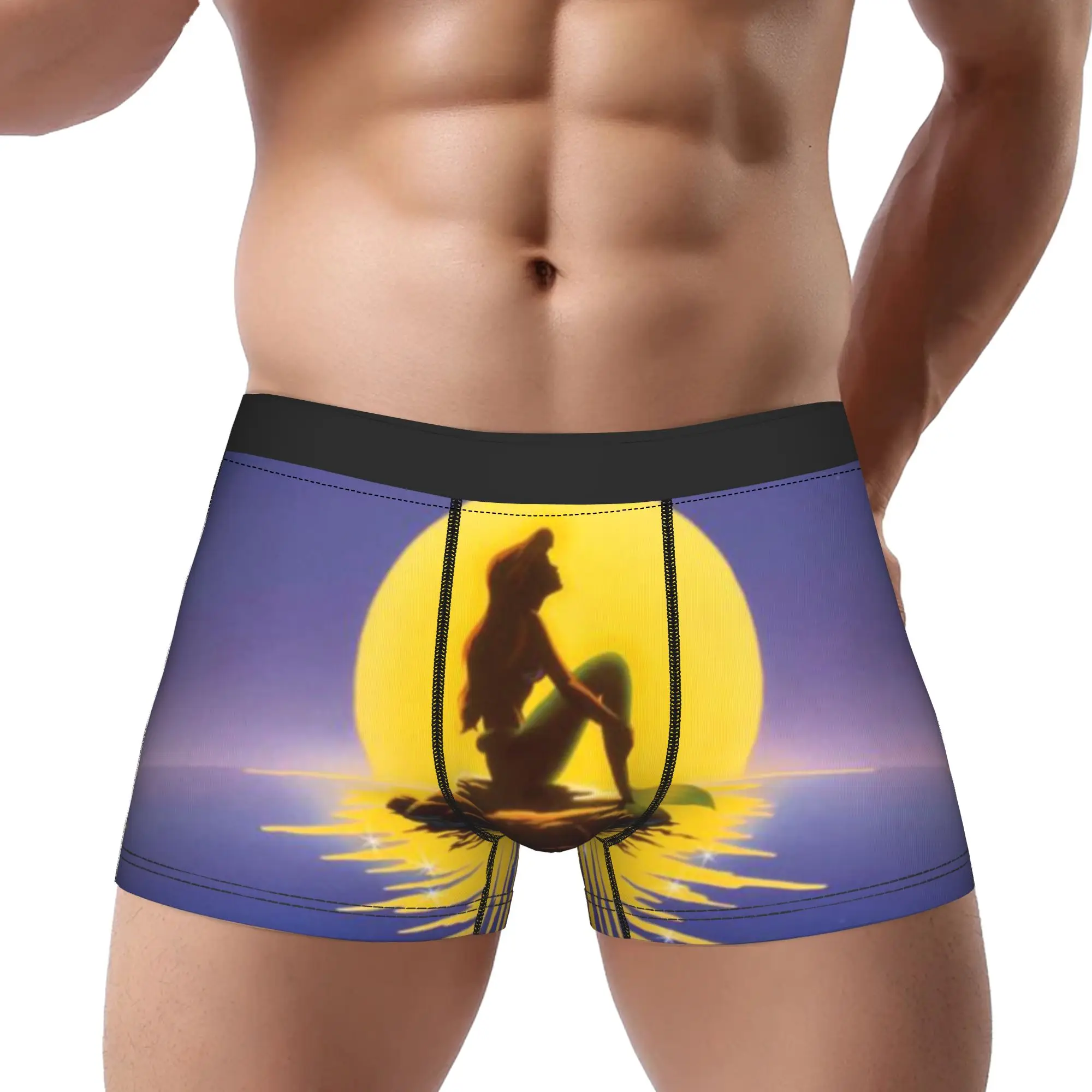 

Moon The Little Mermaid Underpants Homme Panties Male Underwear Ventilate Shorts Boxer Briefs